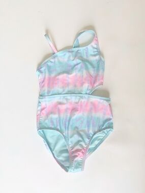 ⚡Wonder Nation Pastel Tie-Dye One-Piece Swimsuit - Pink & Aqua